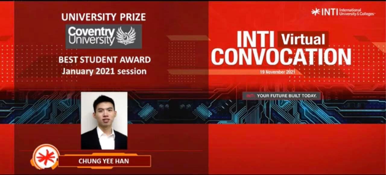 INTI 虚拟毕业典礼上的最佳学生奖