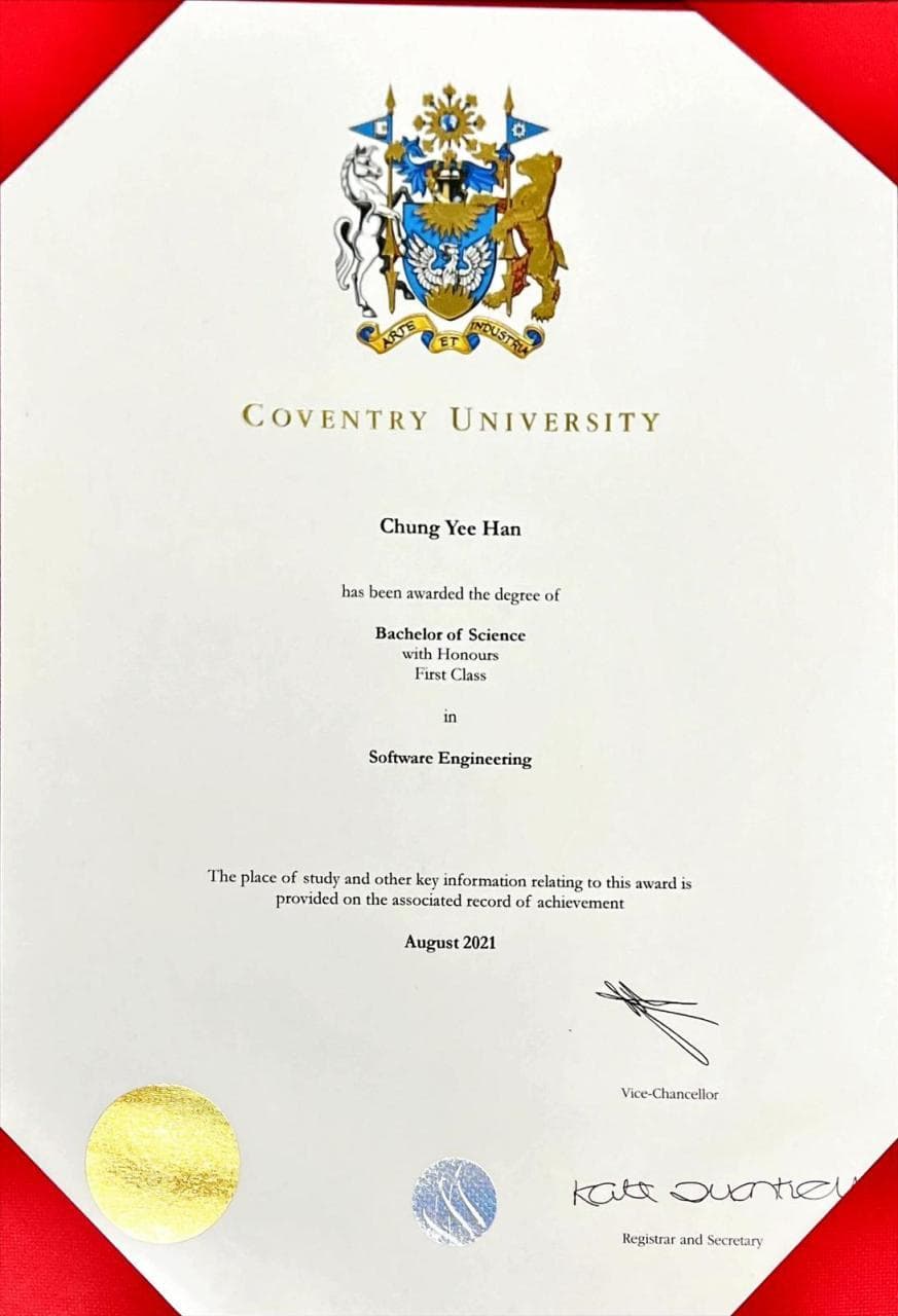 Coventry 大学学位证书,软件工程理学学士(荣誉)