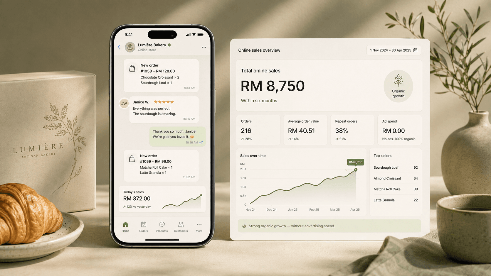 Kedai online untuk perniagaan makanan Barat